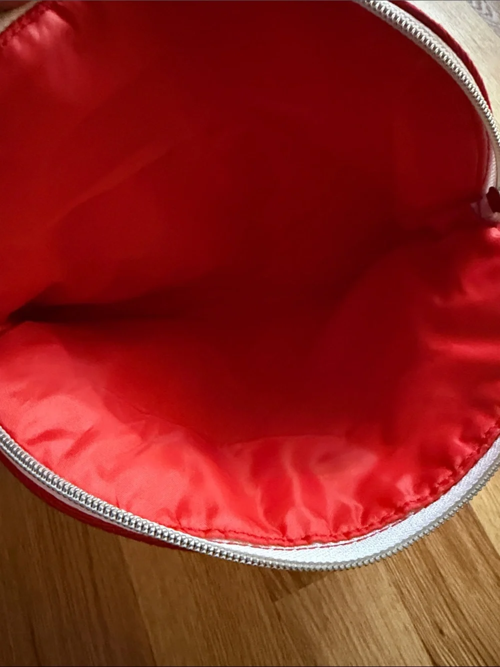 Philosophy Red 'Love' Cosmetic Pouch with White Heart Print